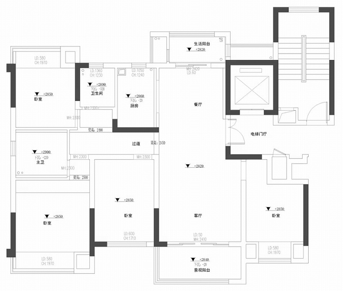 昱湖壹号枋园户型改造原始结构图